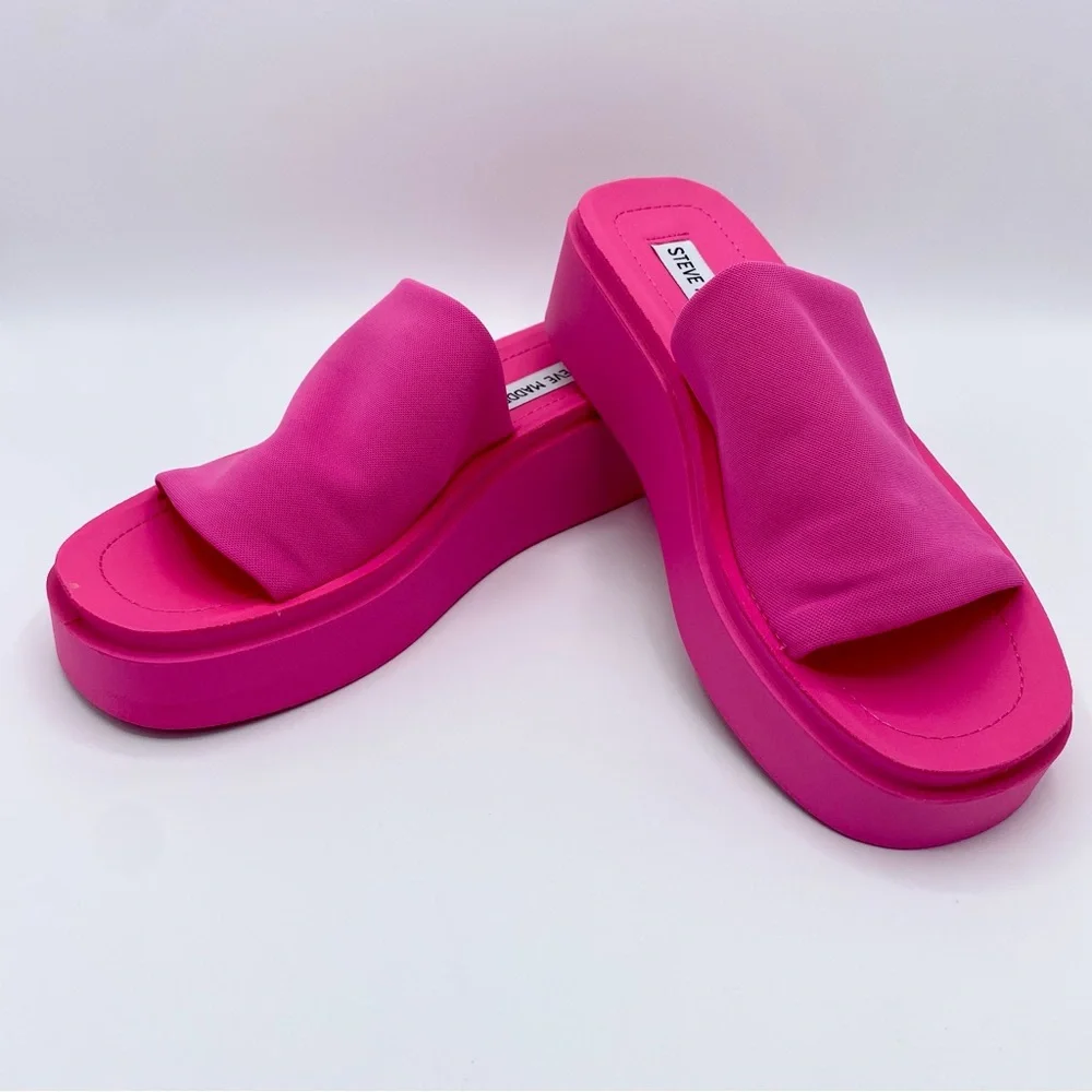 Steve Madden Pink Gimmee Platform Wedge Sandal